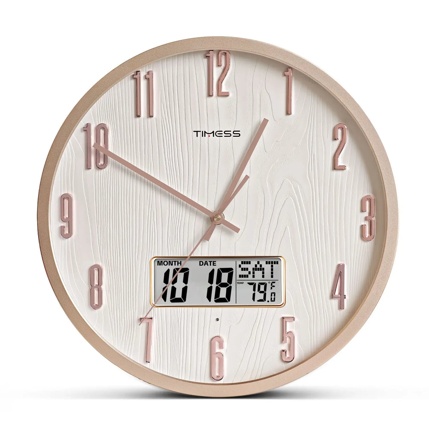 TIMESS Luminous Voice Activated Wall Clock With Perpetual Calendar