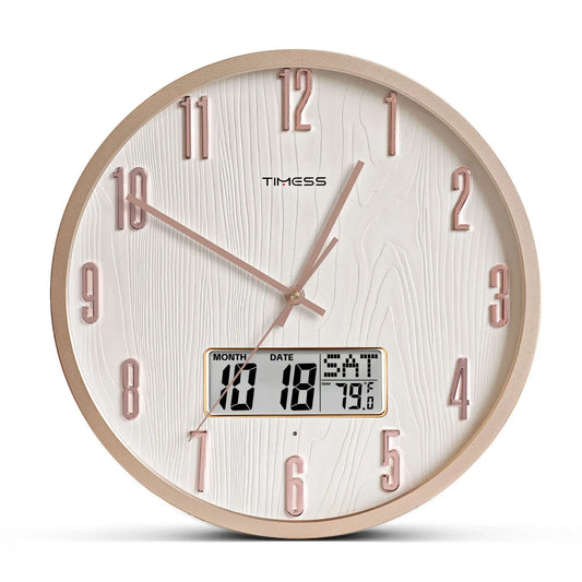TIMESS Luminous Voice Activated Wall Clock With Perpetual Calendar