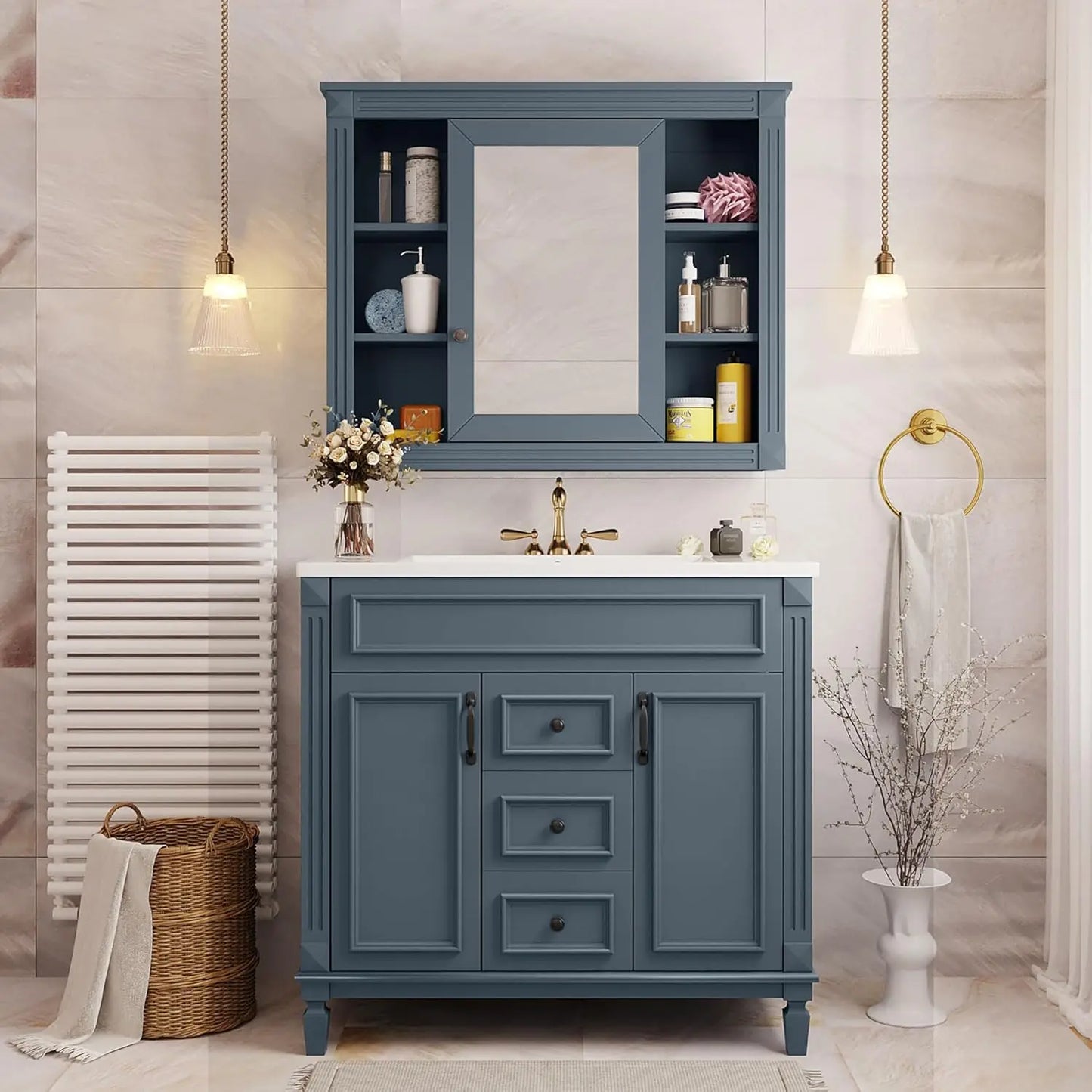 ZHUXIANG Freestanding Bathroom Vanity Medicine Cabinet