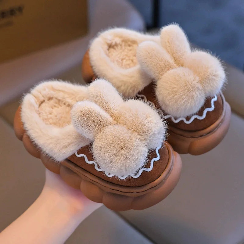 Kids Winter Cotton Slippers Slip On Soft Non Slip Soles