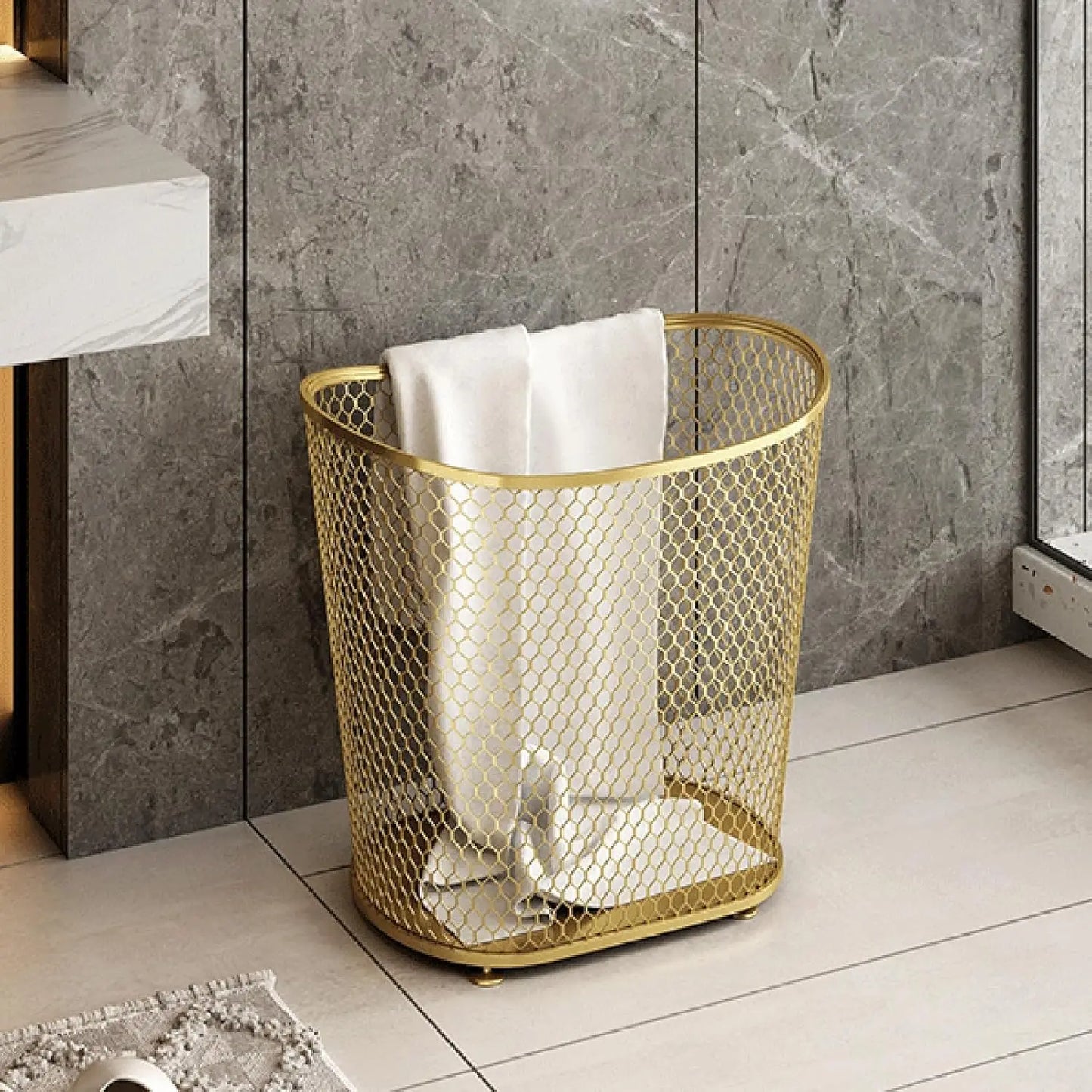 Metal Laundry Hamper With Mesh Basket For Dirty Clothes