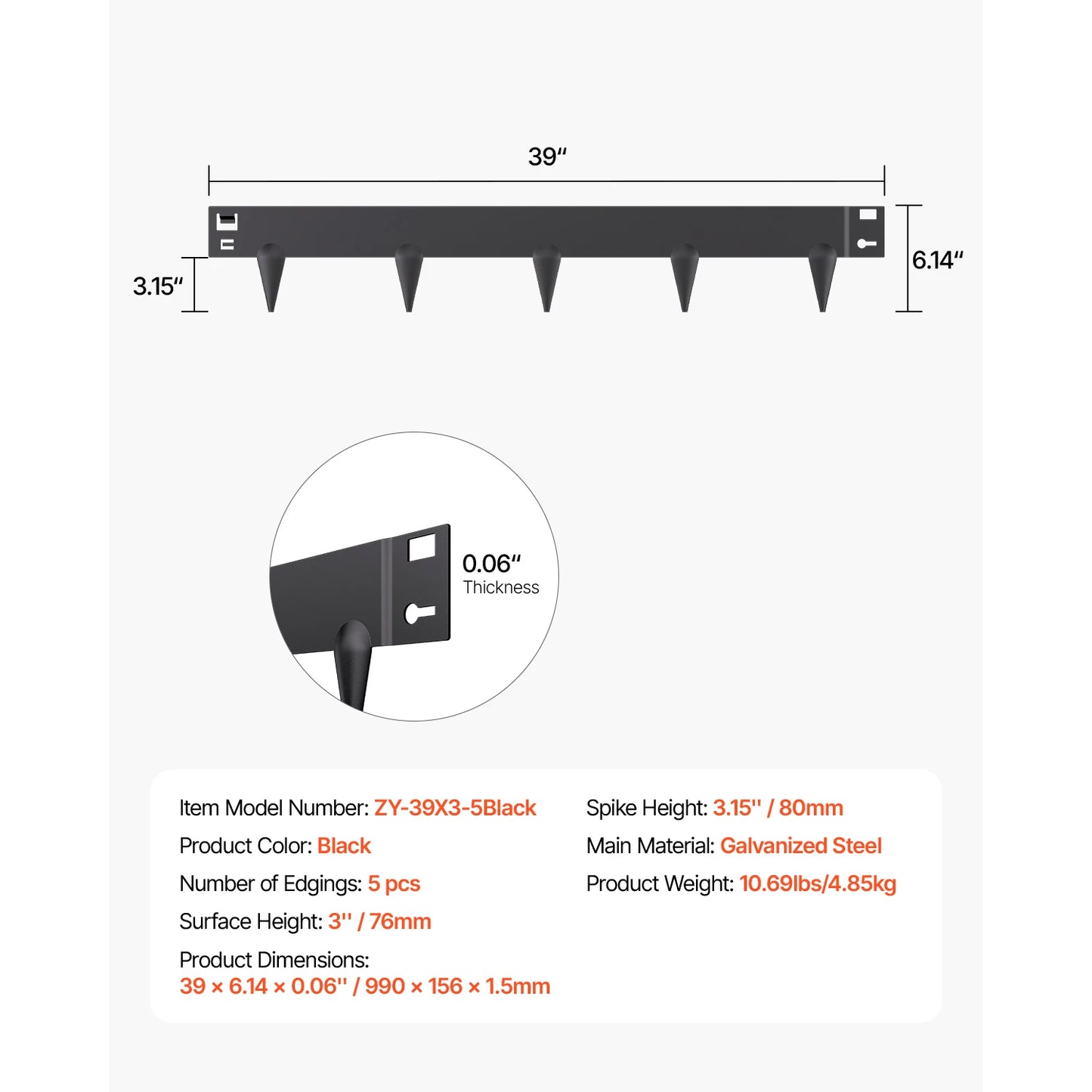 Steel Landscape Edging Set Rust-Resistant Bendable Border