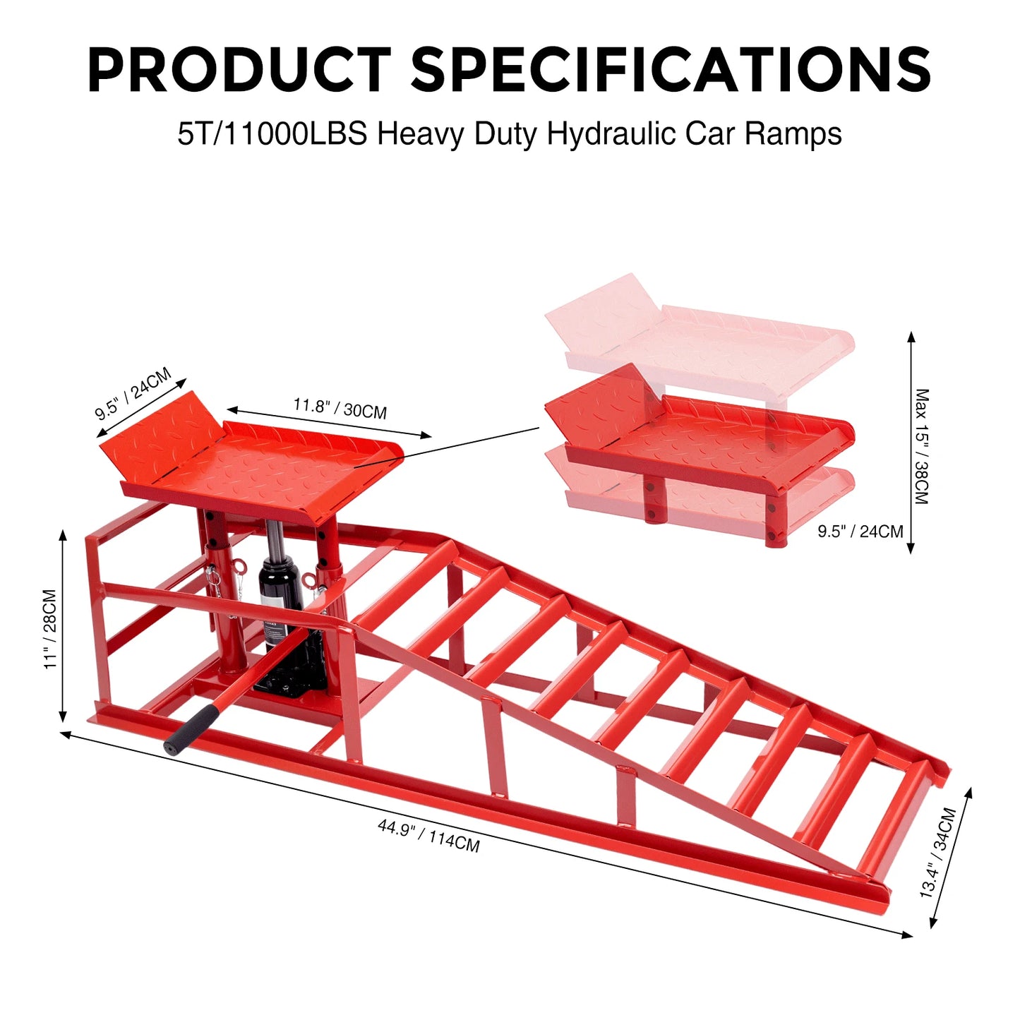 2 Pack Heavy Duty Hydraulic Car Ramps 11000 Lbs For Oil Changes Truck Trailer And Auto Repair