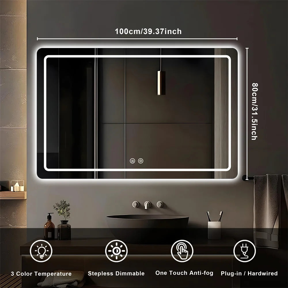 MYGIIVOVO LED Backlit Fogless Vanity Mirror With Demister And Dimmable