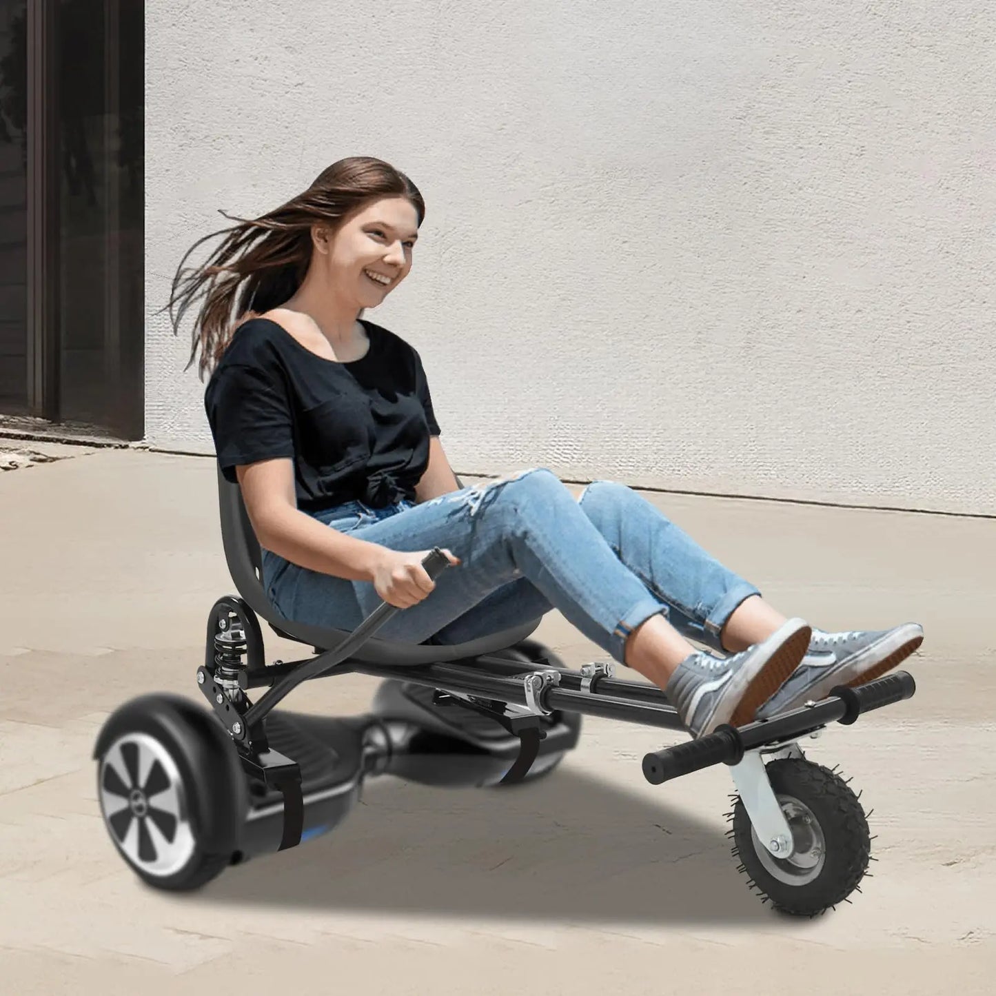 Bymaocar Hoverboard Seat Attachment Go Kart Adjustable Frame And Handlebar