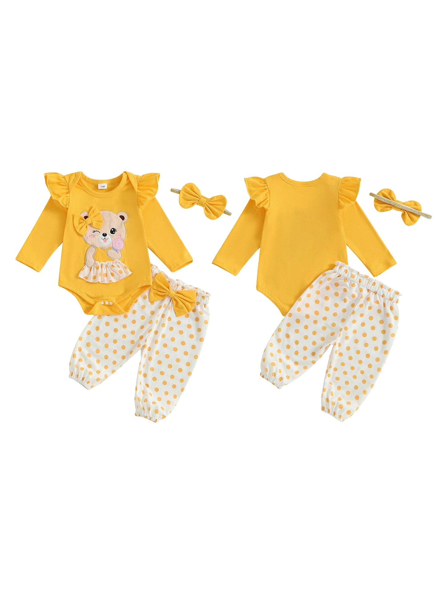 Toddler Girls Winter Jumpsuit With Deer Embroidery And Polka Dot Leggings