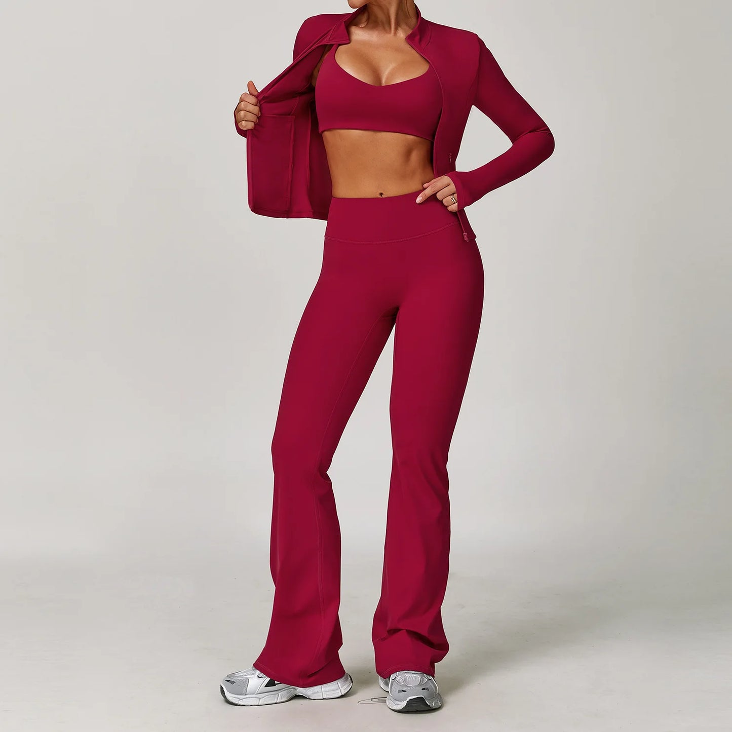 NONECN Womens Yoga Set 2 Piece Sportswear With High Waist Leggings