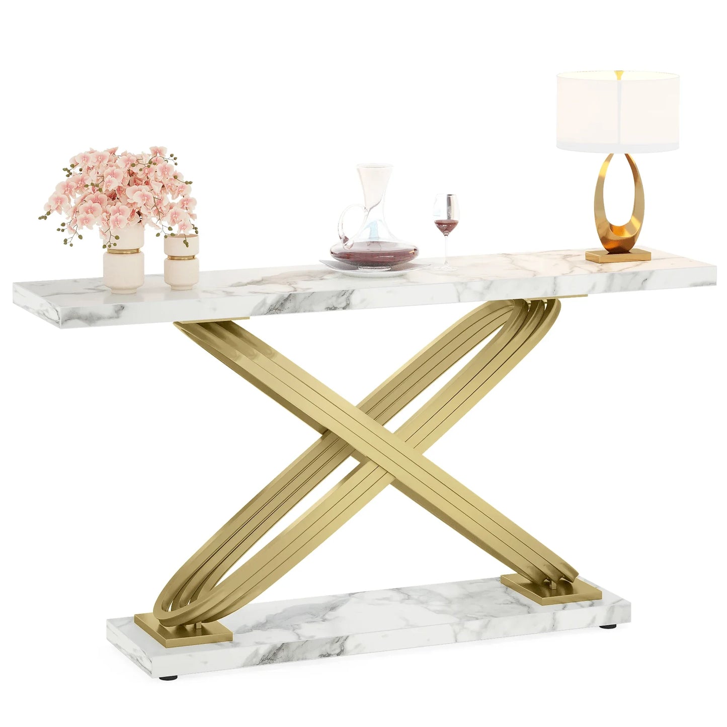 Tribesigns Modern Console Table With Faux Marble Finish Entryway