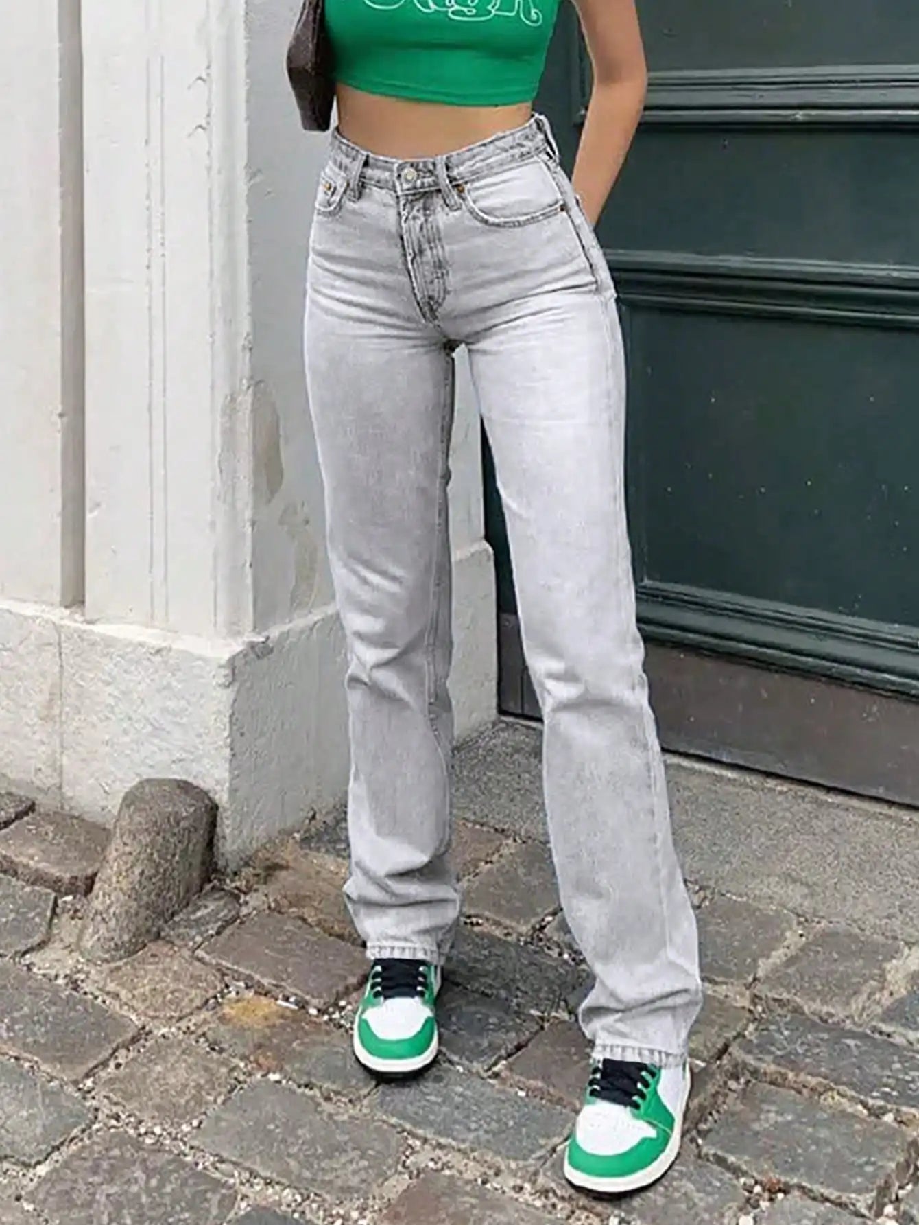 Women High Waist Stretch Straight-Leg Denim Jeans Classic