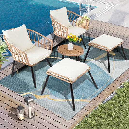 Seogwisam 5 Piece Patio Bistro Set Outdoor Wicker Chairs