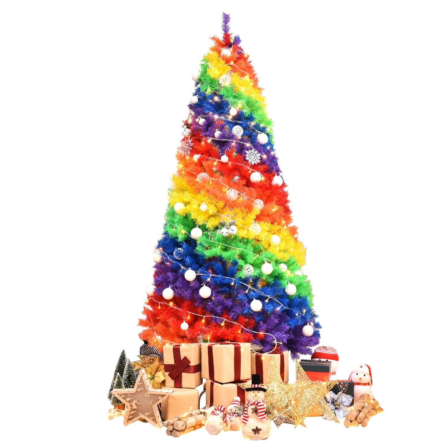 LIFEZEA Rainbow Artificial Christmas Tree For Home And Party Decor
