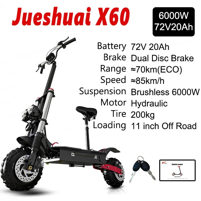 Jueshuai Outdoor Electric Scooter 48V-72V 1000W-6000W Off-Road Foldable