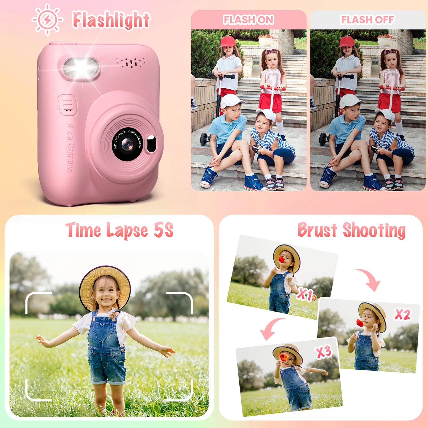 DIAMOOKYCN Instant Print Kids Camera 32MP HD 1080P
