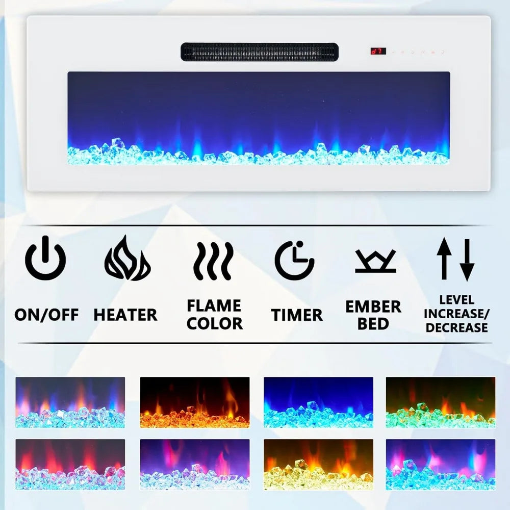 LZJV Wall Mount Electric Fireplace Entertainment Center With Storage