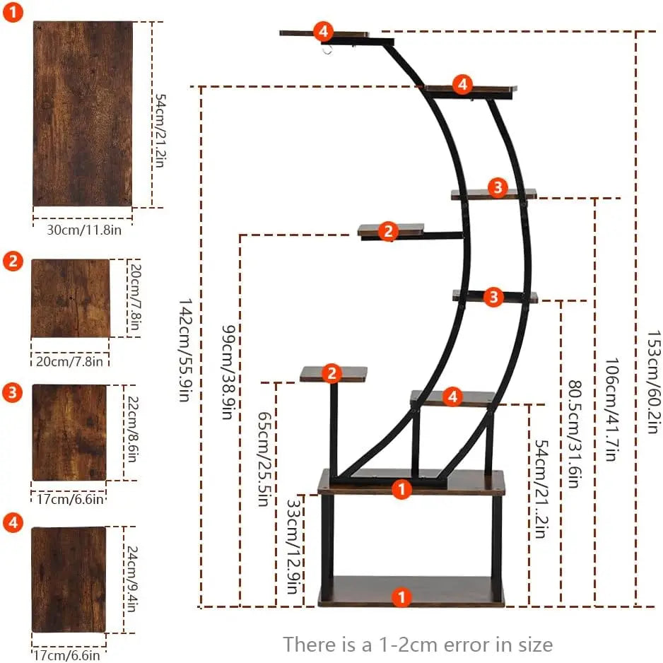 Hign-concerned Grow Light Plant Stand 9-Tier Metal Rack