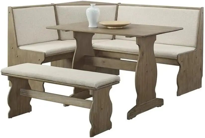 XMSJ Patio Conversation Dining Nook Set 3 Piece Furniture