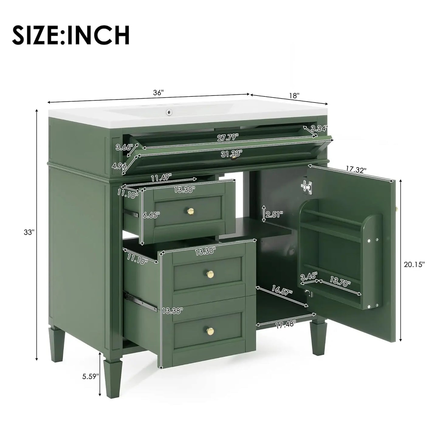 Solid Wood Bathroom Vanity With Soft-Close Doors And Undermount Sink