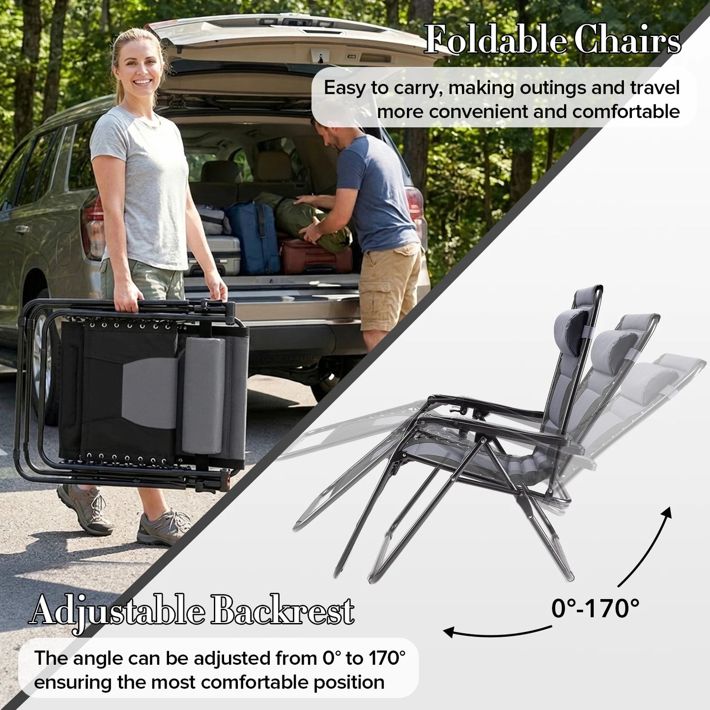 JHK Zero Gravity Cotton Padded Reclining Lounge Chair Cup Holder