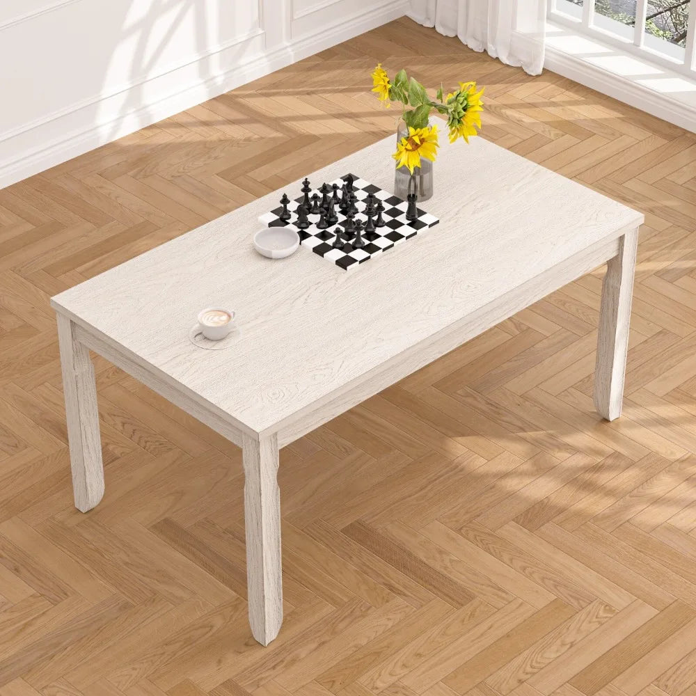 Classic Solid Wood Dining Table Set With Six Chairs