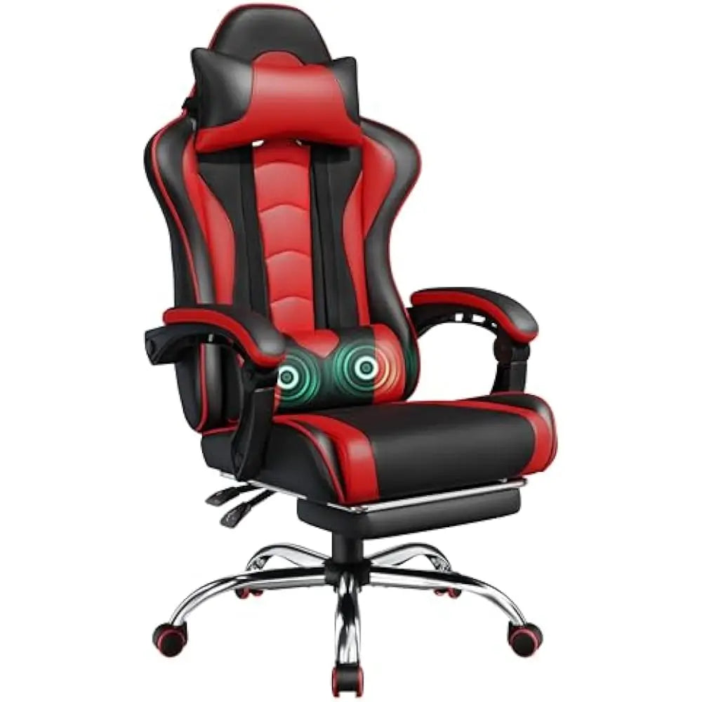 Ergonomics Gaming Chair With Swivel Seat And Headrest Massage Lumbar Support And Footrest