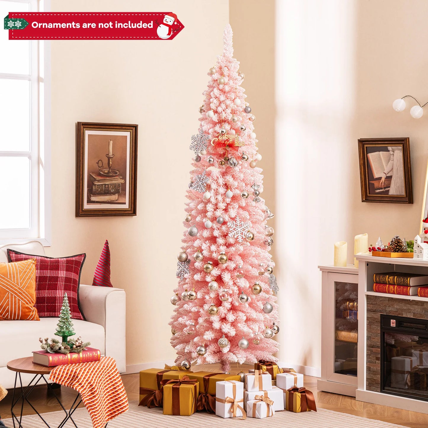 LIFEZEA Pencil Shape Christmas Tree Artificial Holiday Decoration