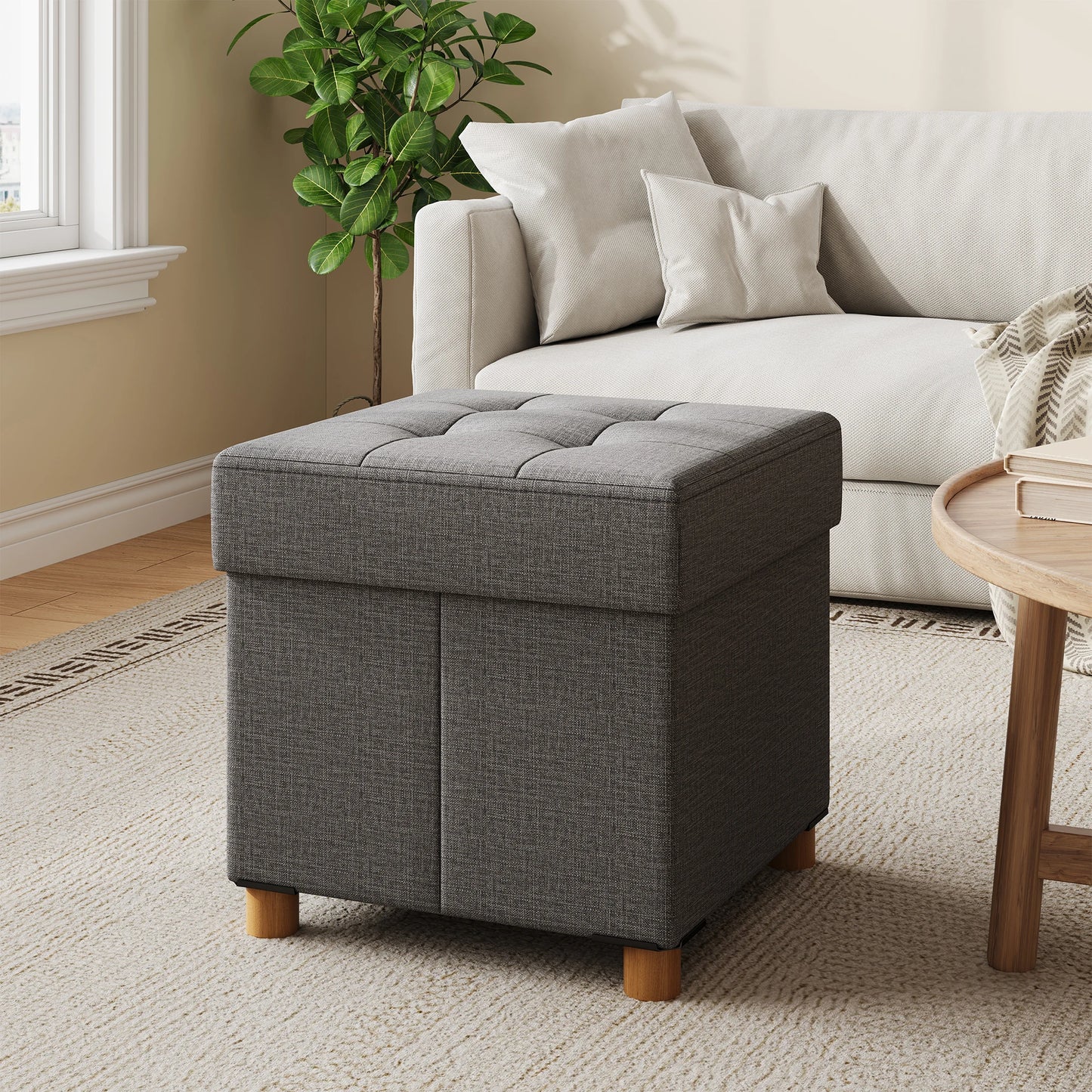 JHK Cube Storage Ottoman Bench With Hidden Storage