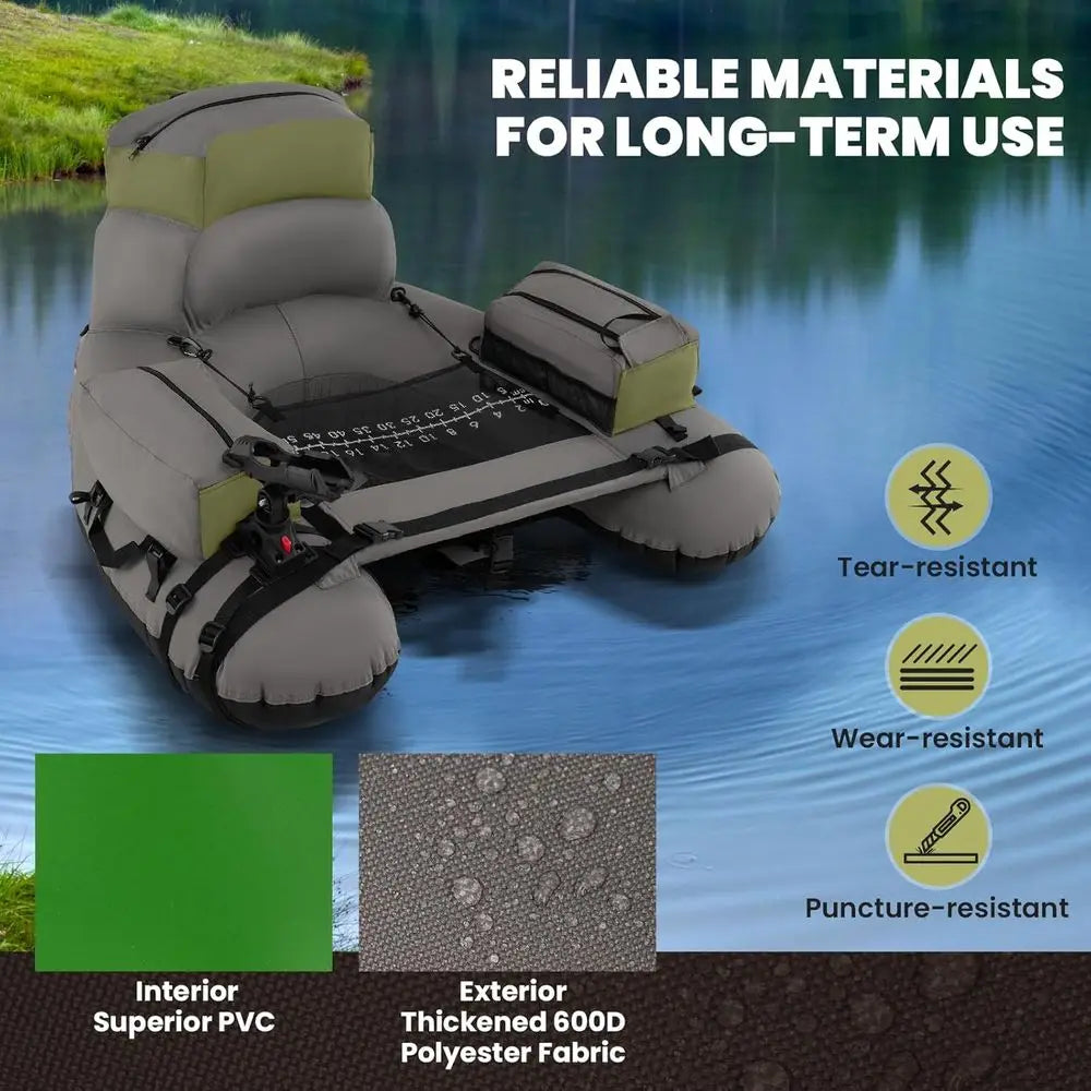 Inflatable Belly Boat With Oar Rod Holder Pump Flippers Storage