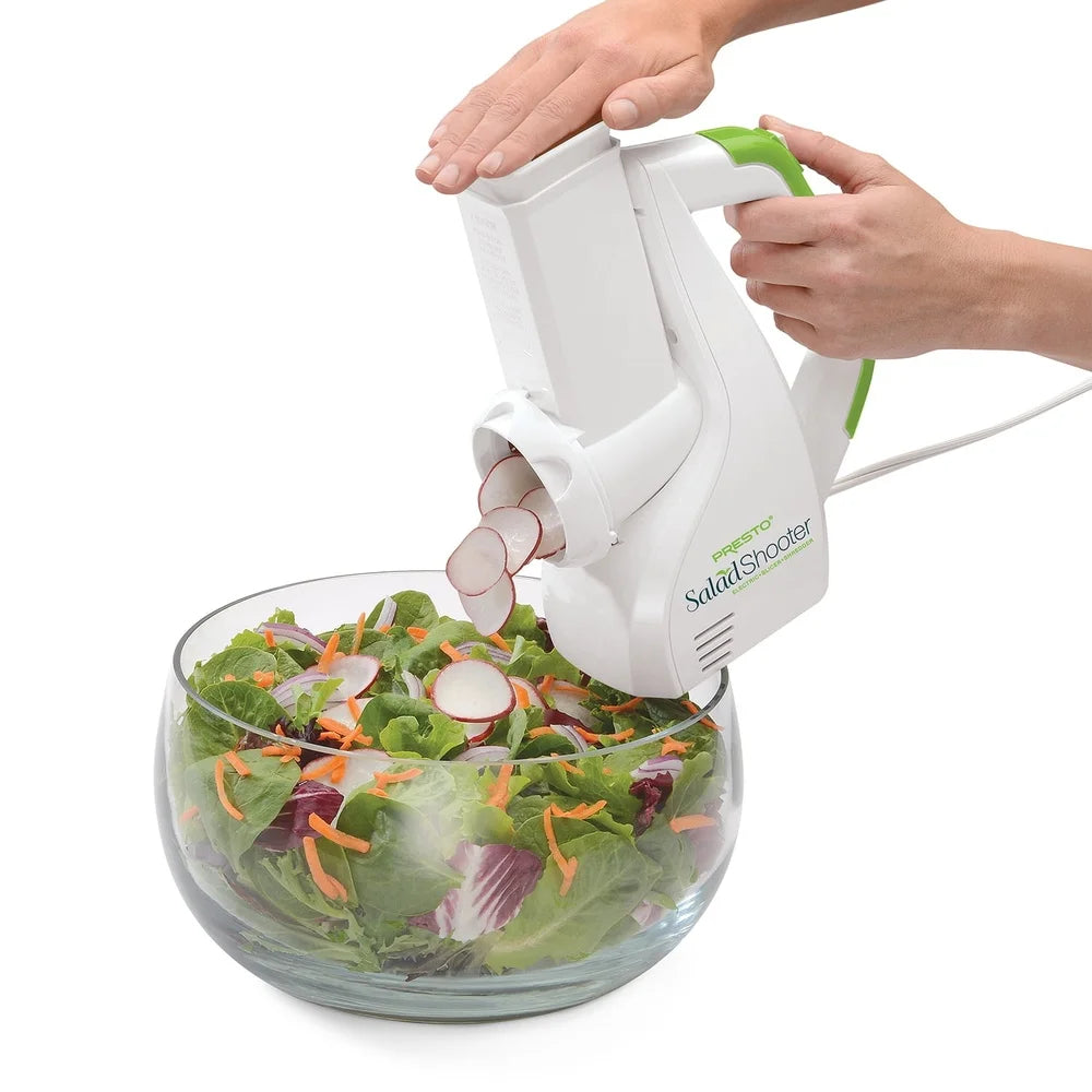XMSJ Electric Salad Shooter Slicer Shredder Easy Clean Dishwasher Safe Compact Kitchen Tool For Fruits Vegetables Nuts