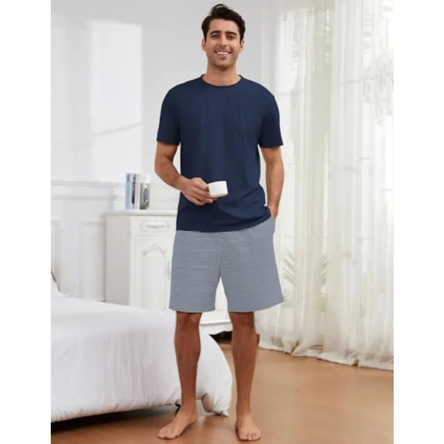 Men's 3 Piece Pajama Set Lounge Sleepwear With Pockets
