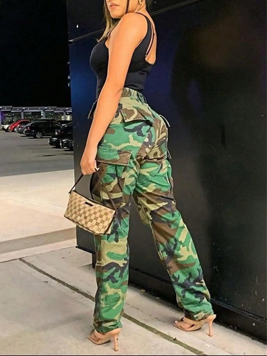 Women Camouflage Joggers Casual Streetwear Elastic Waist Pockets