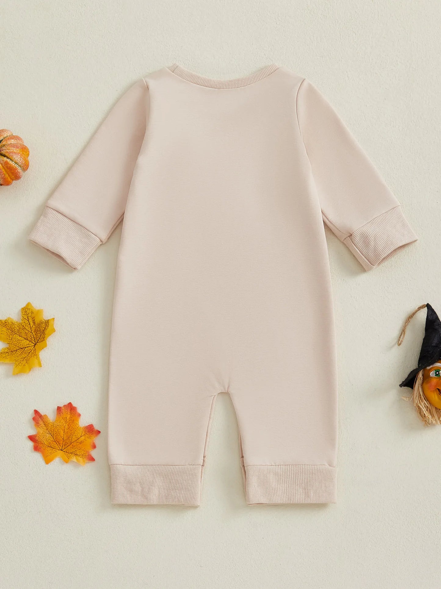 Toddler Halloween Pumpkin Print Long Sleeve Bodysuit Romper
