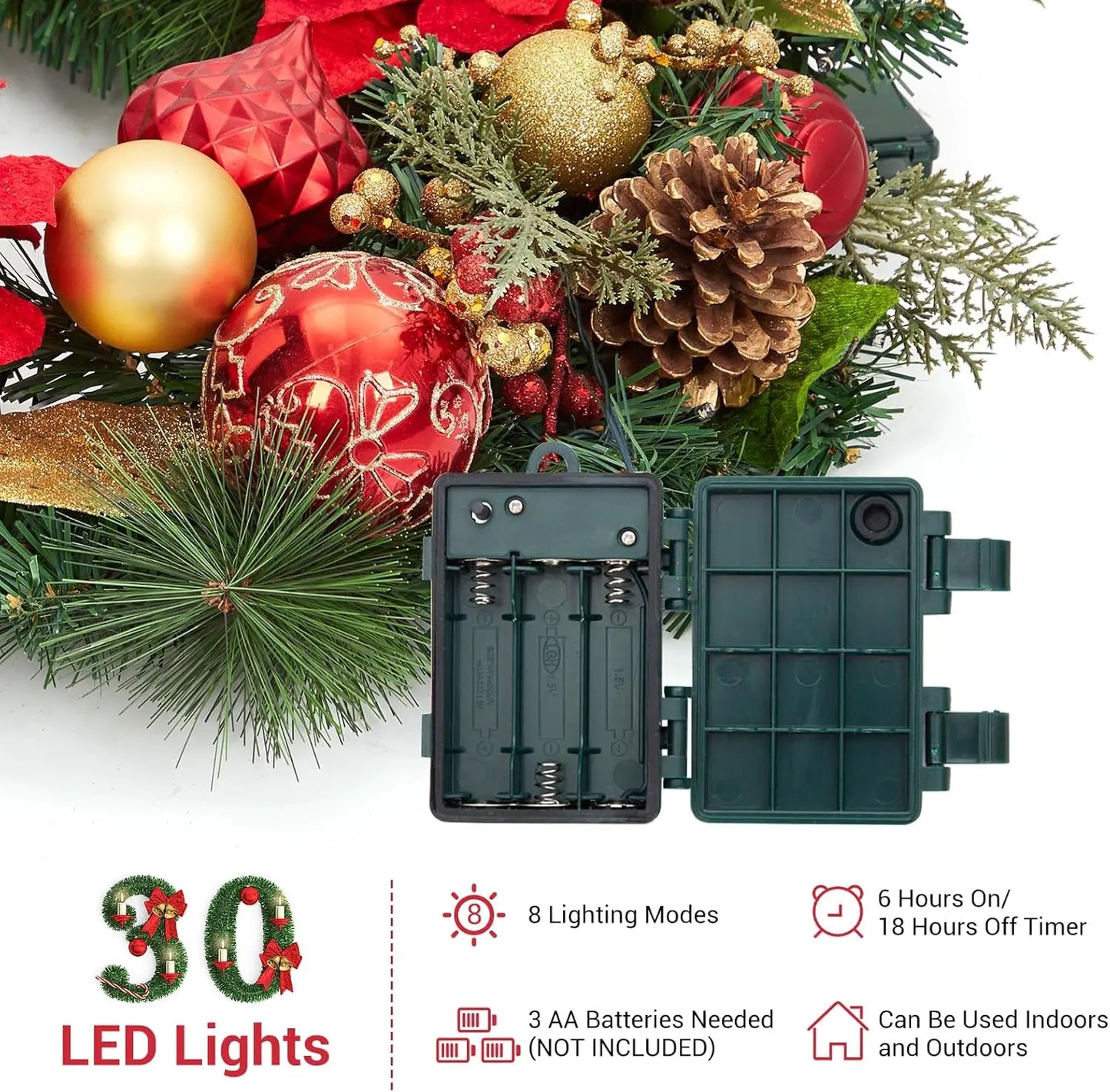 Guangdong Christmas Wreath With LED Lights For Outdoor Door