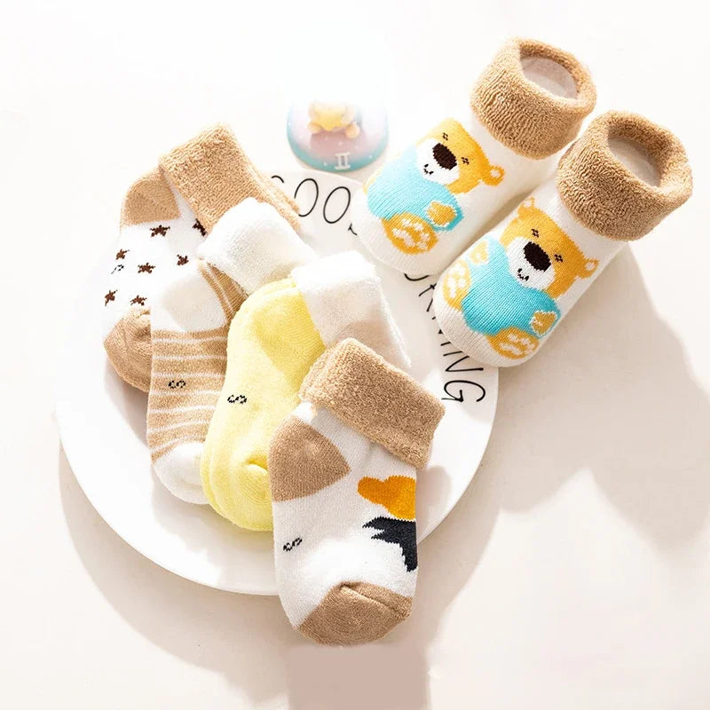 Sonkpuel Warm Cartoon Baby Socks 5 Pairs For Infants Toddlers