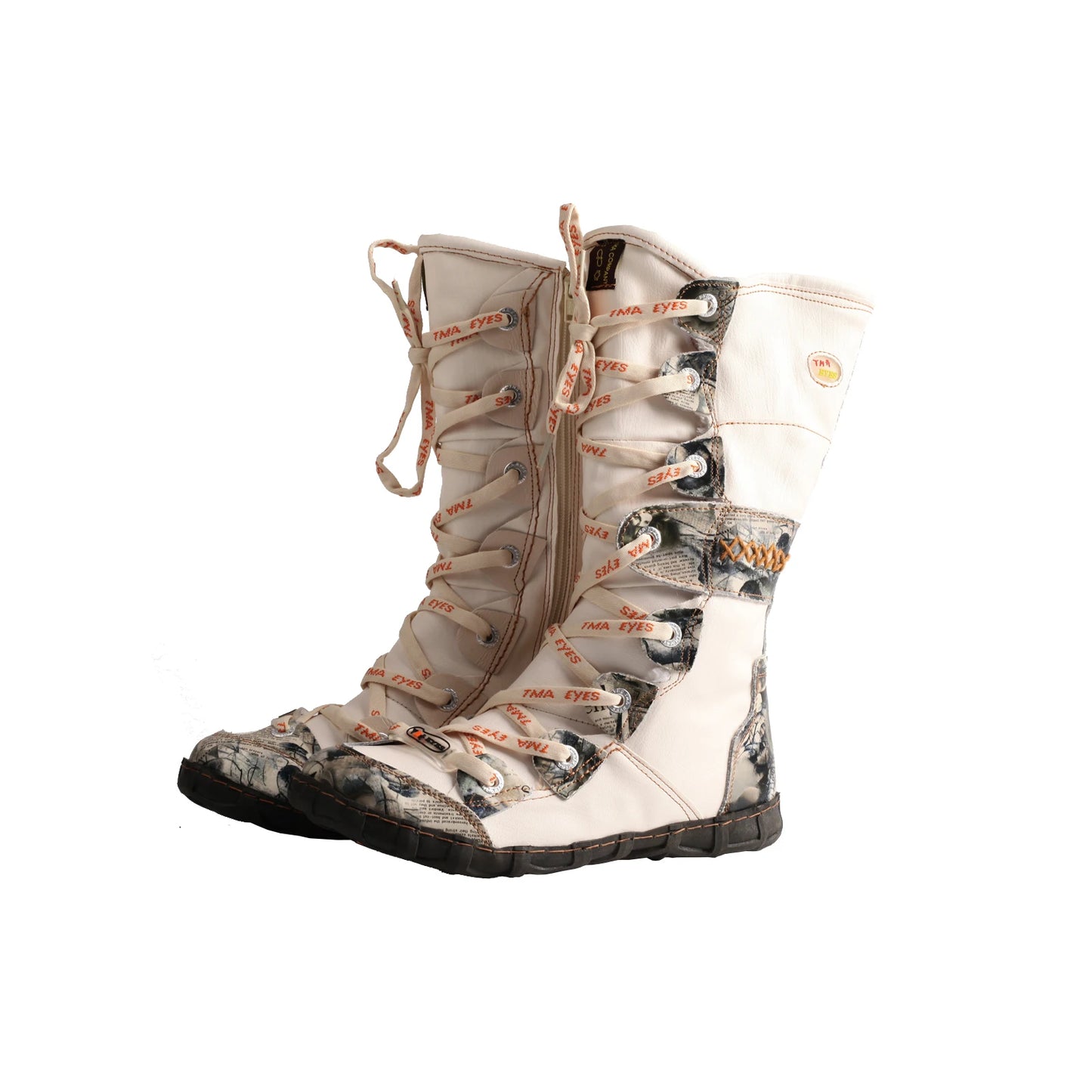 TMA EYES Knee-High Winter Boots With Contrast Stitch Side Zip