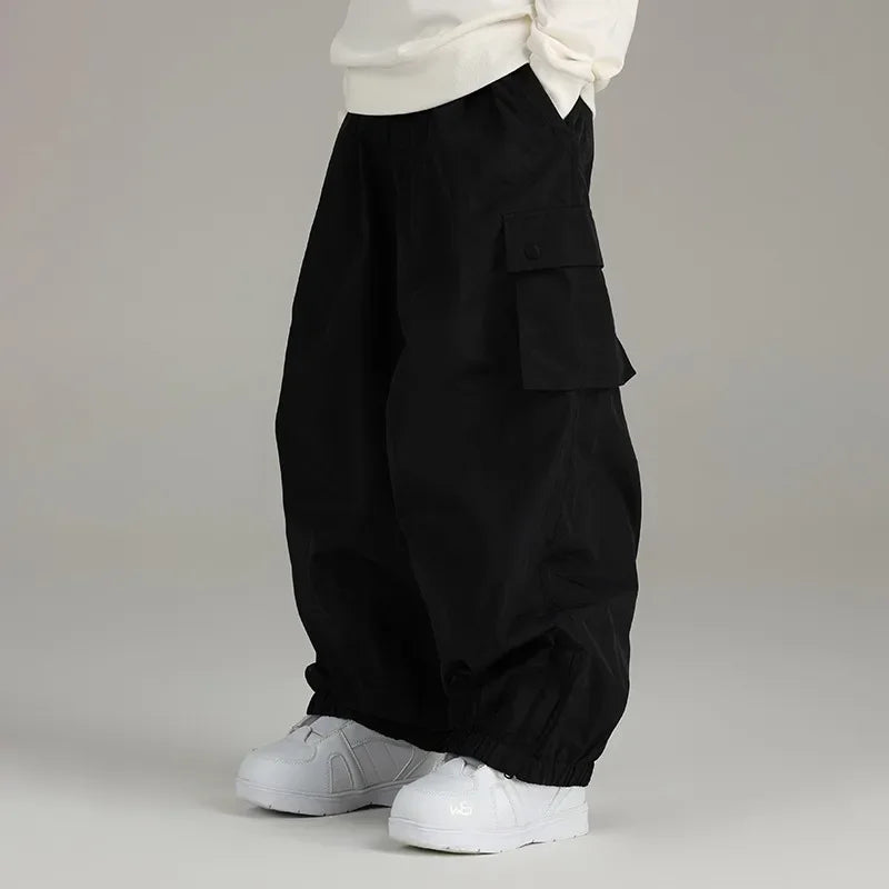 Waterproof Windproof Ski Pants For Men Women Loose Fit Multi-Pocket