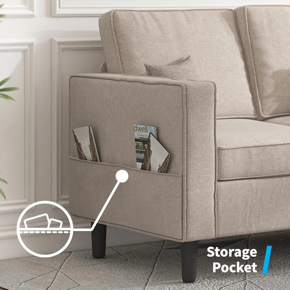 HUANZHUANG 3 Piece Sectional L Shaped Sofa Set Modern