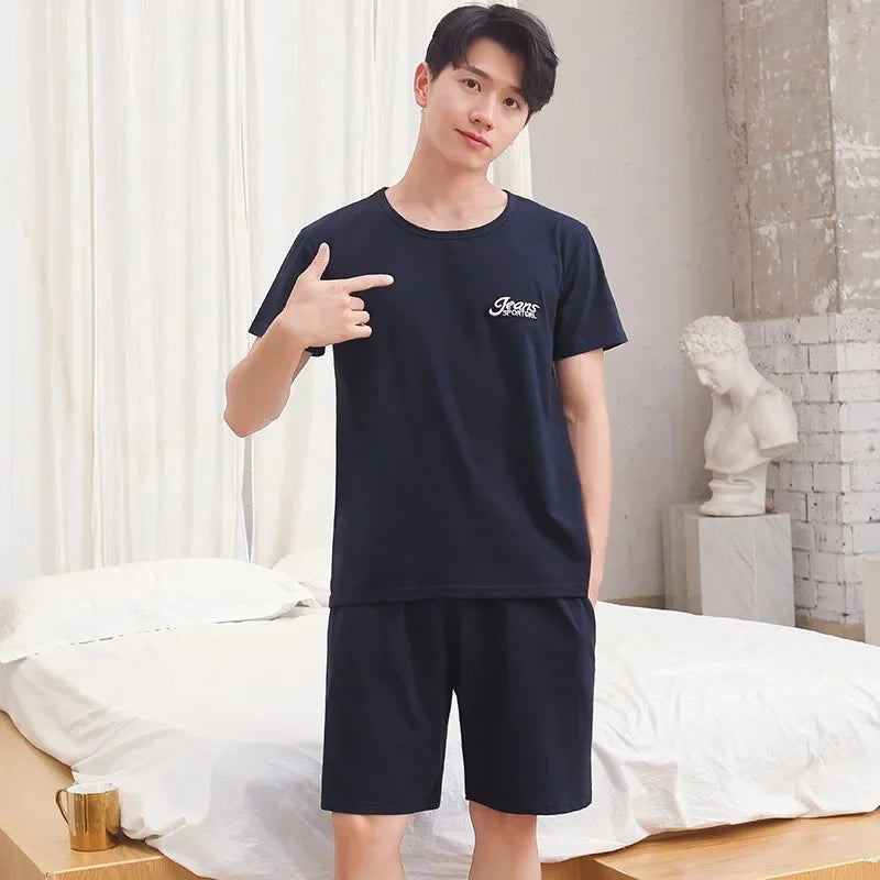 Cotton Men's Pajama Top And Bottom Set