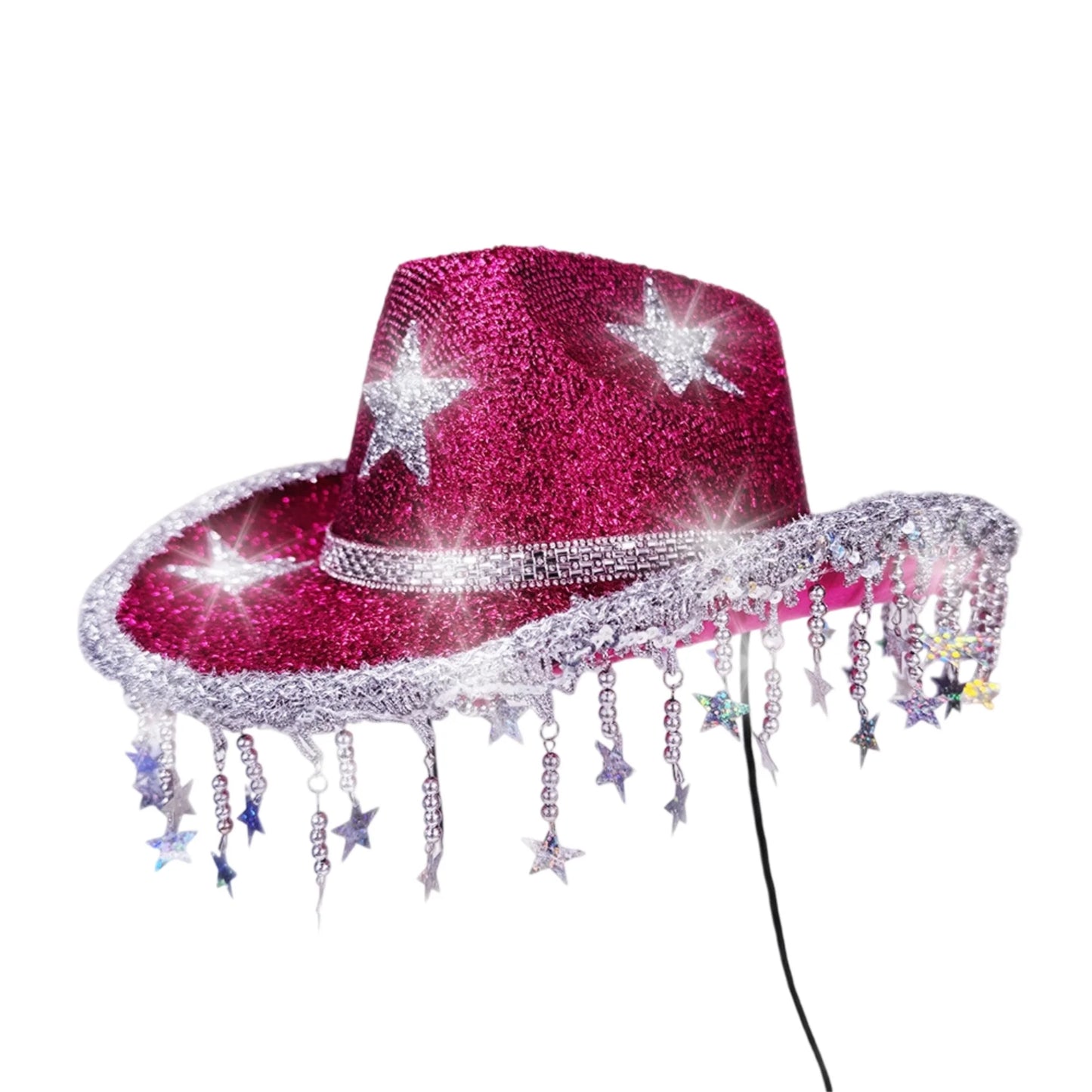 Glitter Western Hat With Rhinestone Embellishments