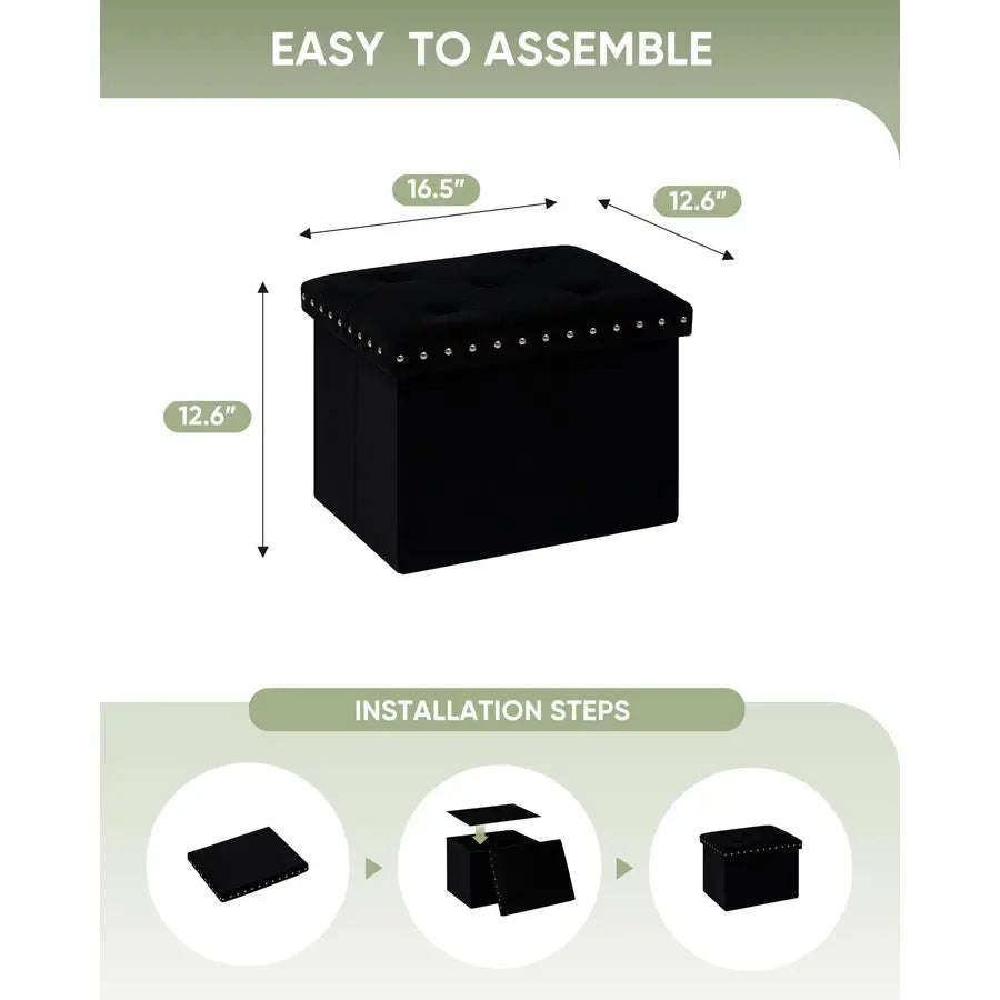XMSJ Storage Ottoman Cube Folding Tufted Footrest