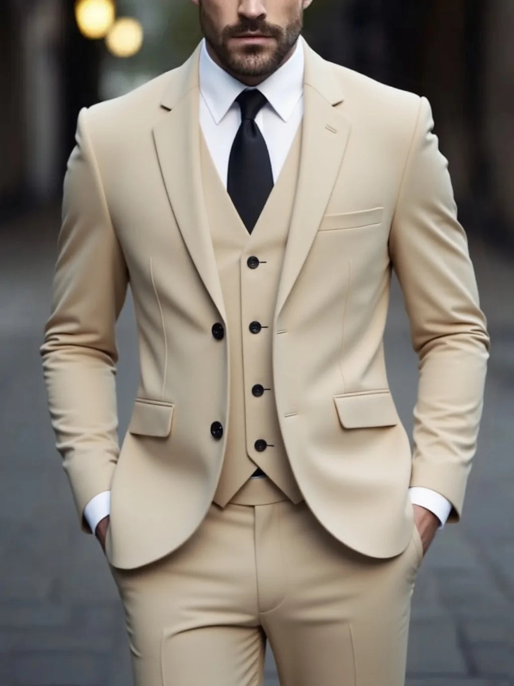 SONGWEJi Three-Piece Suit Anti-Wrinkle No-Iron Formal Business Wear