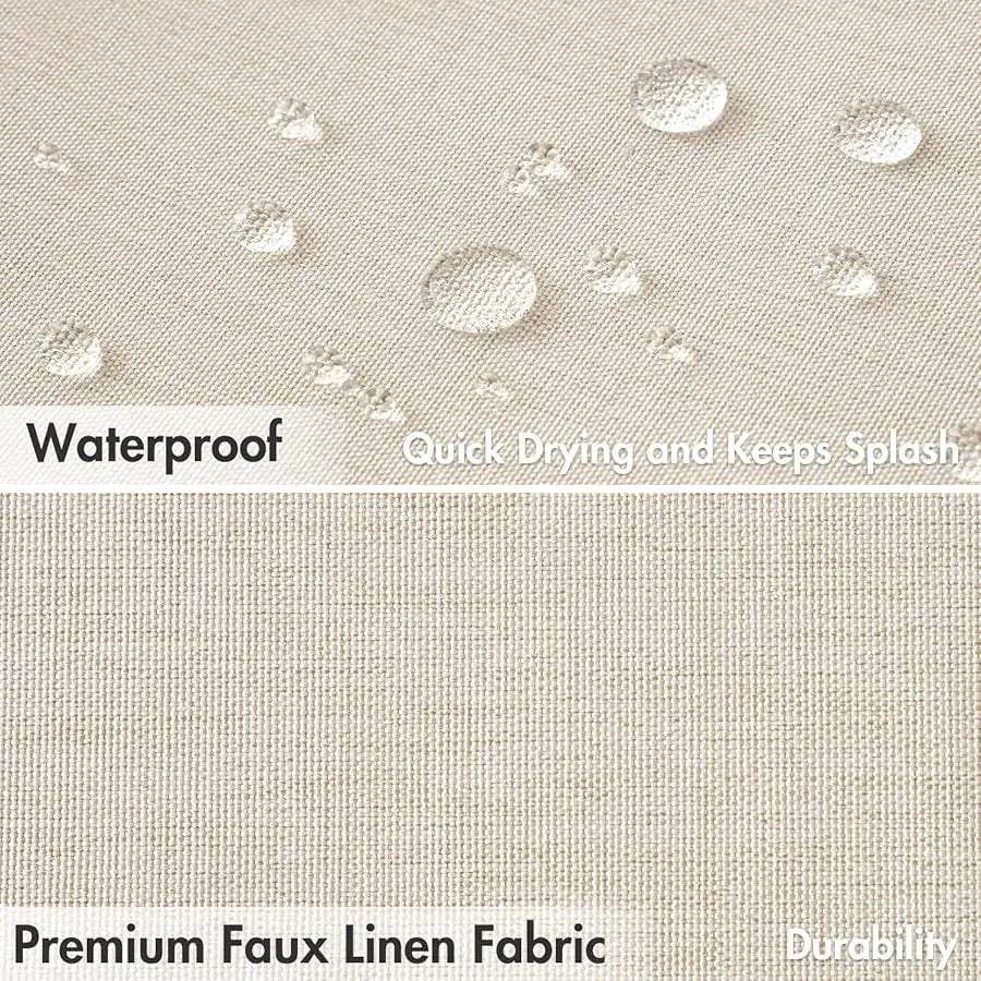 Guangdong Linen Scalloped Shower Curtain With Metal Hooks Waterproof