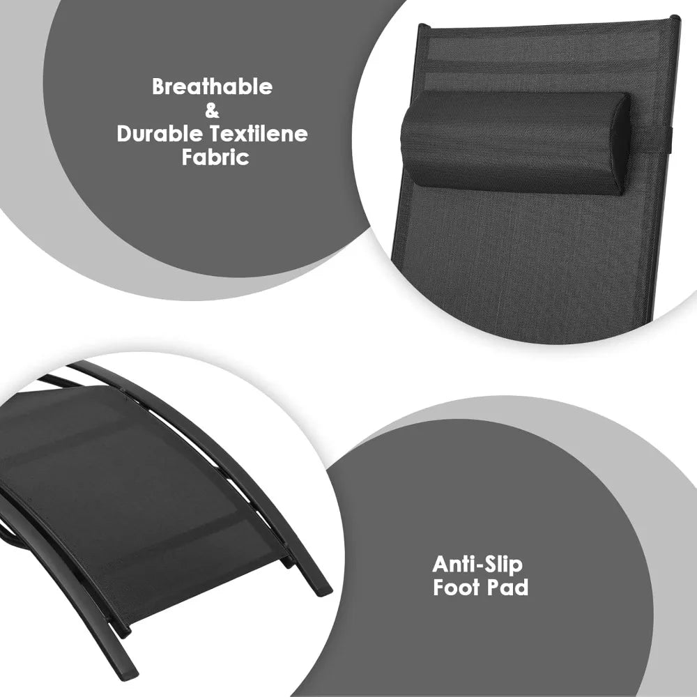 HUANZHUANG Pool Lounge Chairs Set With Headrest Adjustable