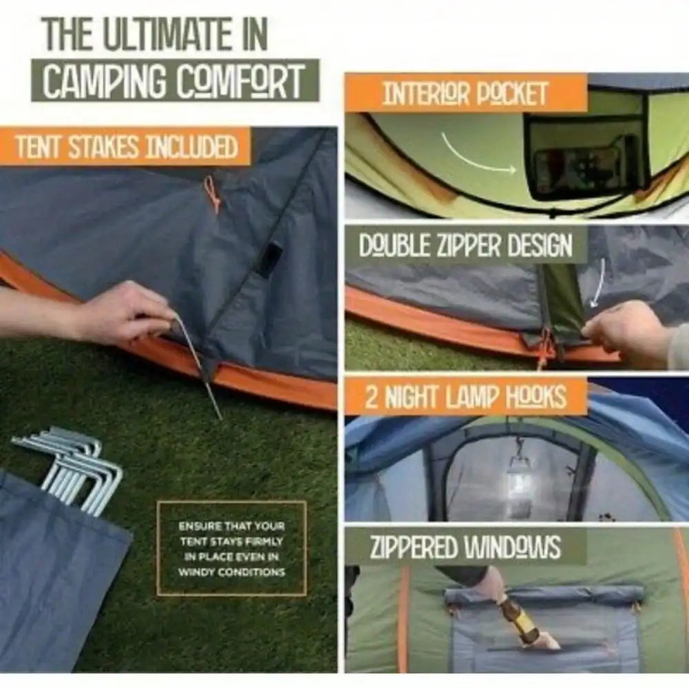 Easy Pop Up Camping Tent With Two Doors Waterproof