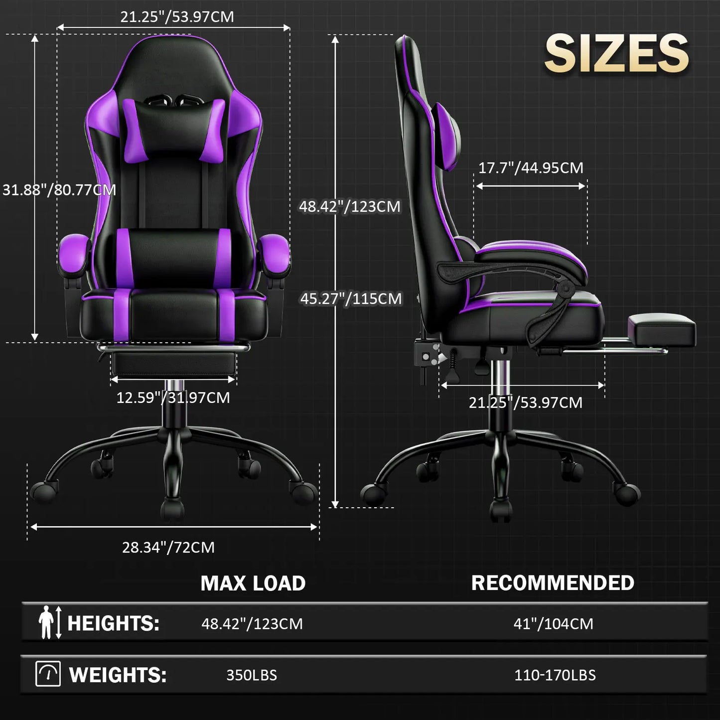 AnYu Furniture Ergonomic Gaming Chair With Wheels And Lumbar Support