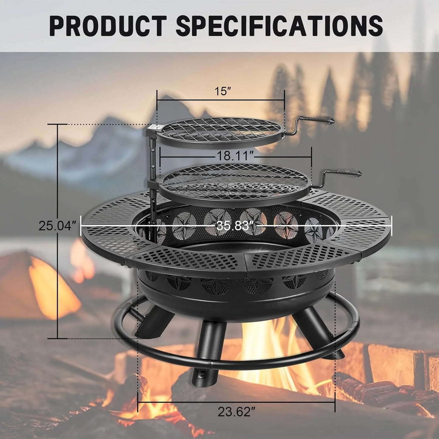 Outdoor Fire Pit With Grills And Lid