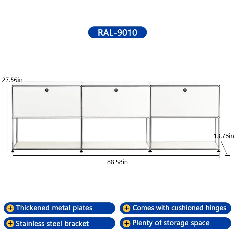 Bigcityfur Stainless Steel Storage Cabinet Modern Metal Sideboard