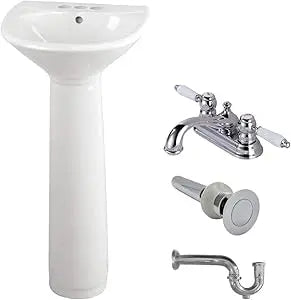 Pedestal Sink Porcelain Pre Drilled Widespread Holes