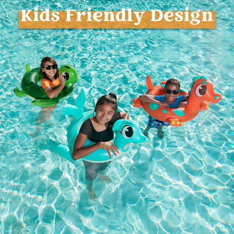 Joyfy 3Pack Inflatable Pool Floats Dinosaur Tubes for Kids