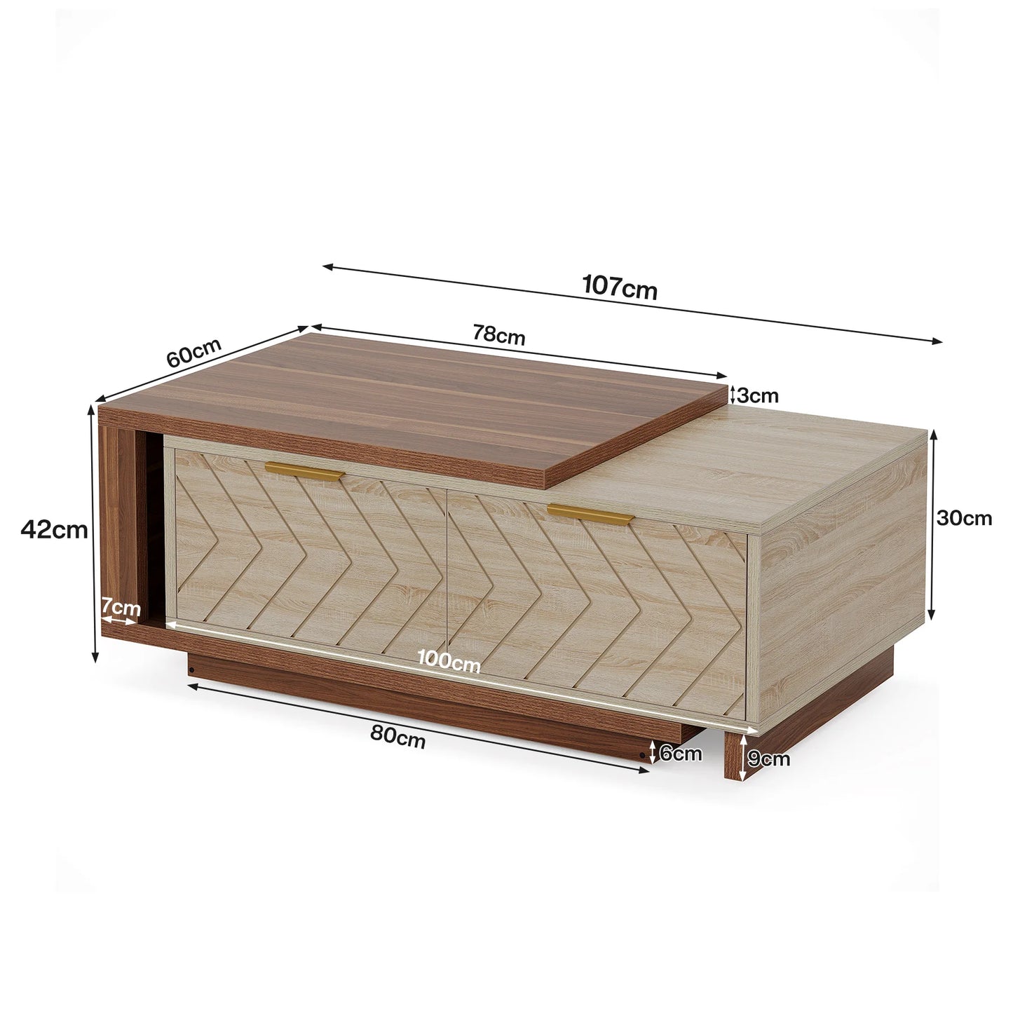 Tribesigns Extendable Coffee Table With Storage Drawers