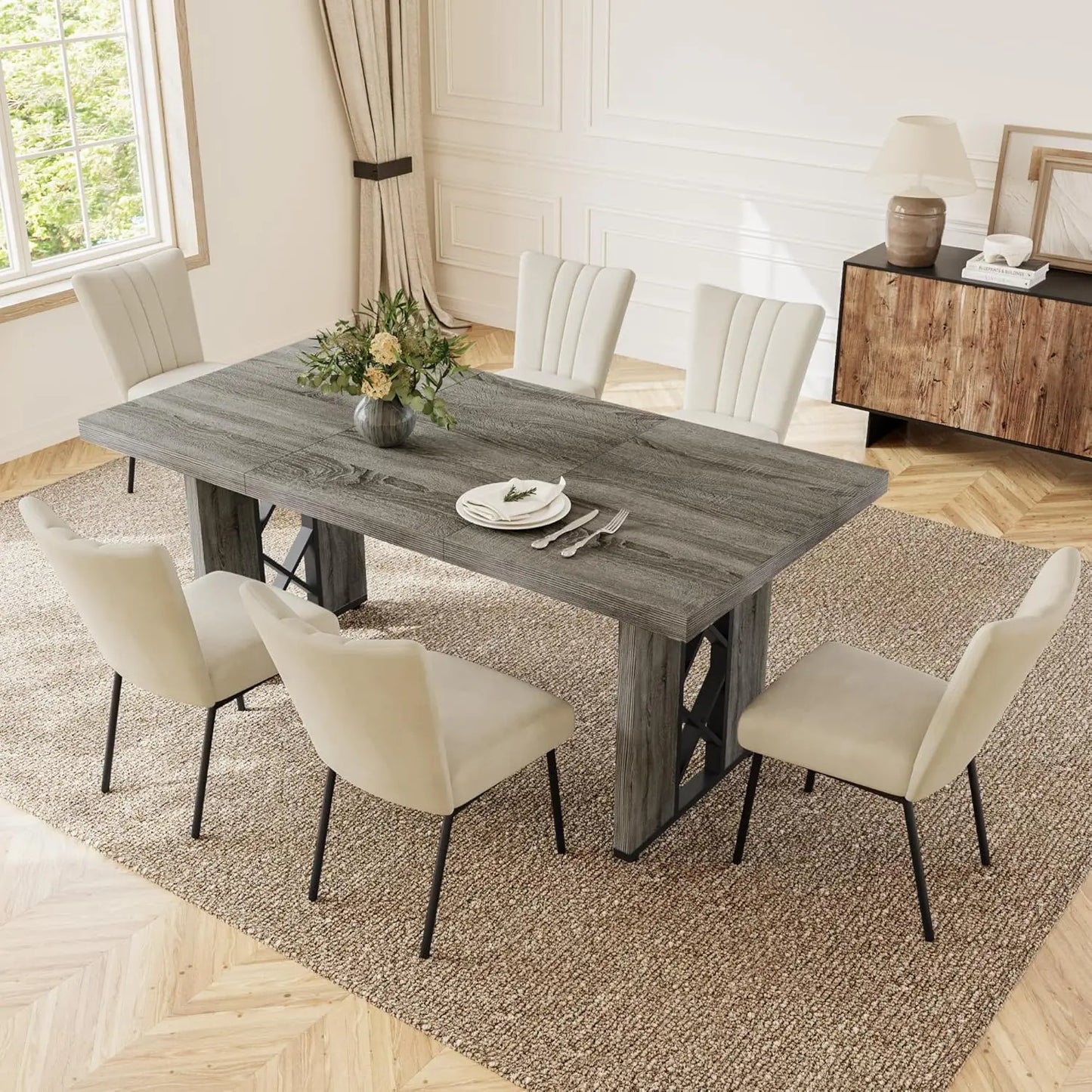 Angduo 3 Piece Dining Table Set Rectangular Table Benches